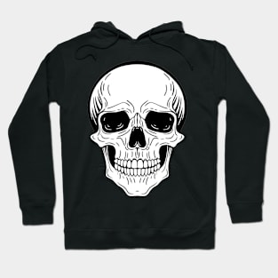 graphic drawing of a skull, black and white illustration Hoodie